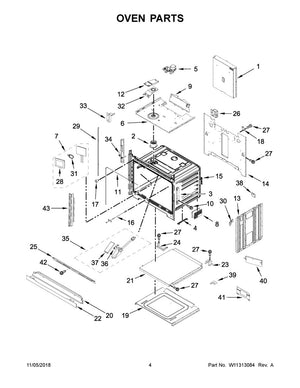 Grille d'aération inférieure pour micro-ondes Whirlpool (noire) - WPW10351275, remplace : W10351275