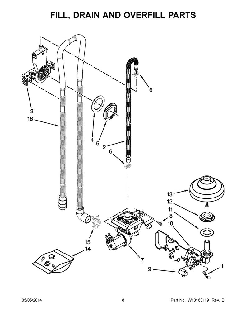 Whirlpool Dishwasher Drain Loop with Check Valve - WPW10358302, Replaces: 8269112