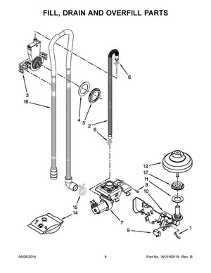 Boucle de vidange pour lave-vaisselle Whirlpool avec clapet anti-retour - WPW10358302, remplace la référence : 8269112