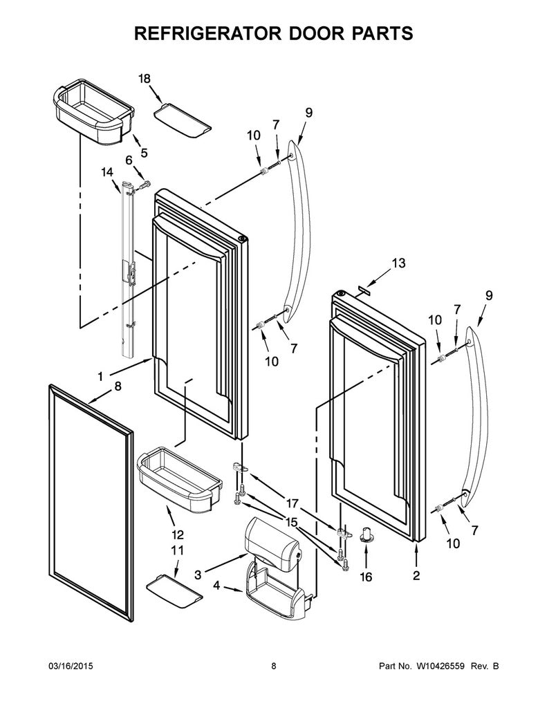 Whirlpool Refrigerator & Freezer Shallow Door Shelf Bin - WPW10371193, Replaces: 12849104