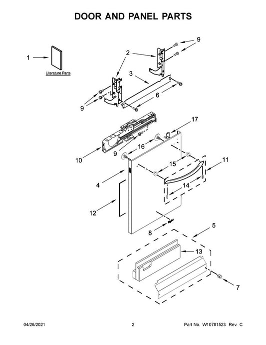 Whirlpool Dishwasher Nameplate - WPW10393264, Replaces: W10393264
