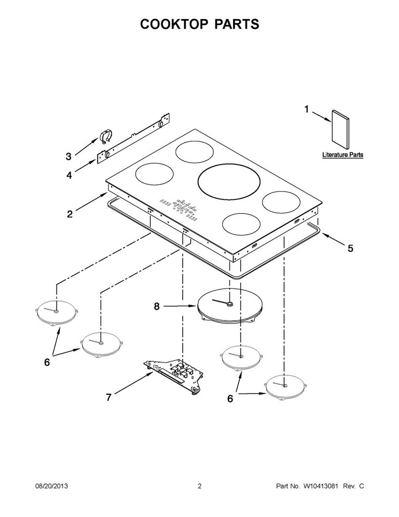 Whirlpool Range, Oven & Cooktop Main Glass Cooktop - WPW10396765, Replaces: W10396765