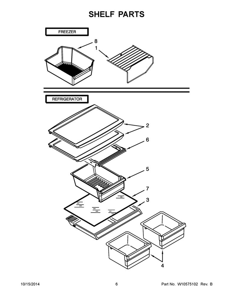 Whirlpool Refrigerator & Freezer Wire Shelf - WPW10401596, Replaces: 2162625