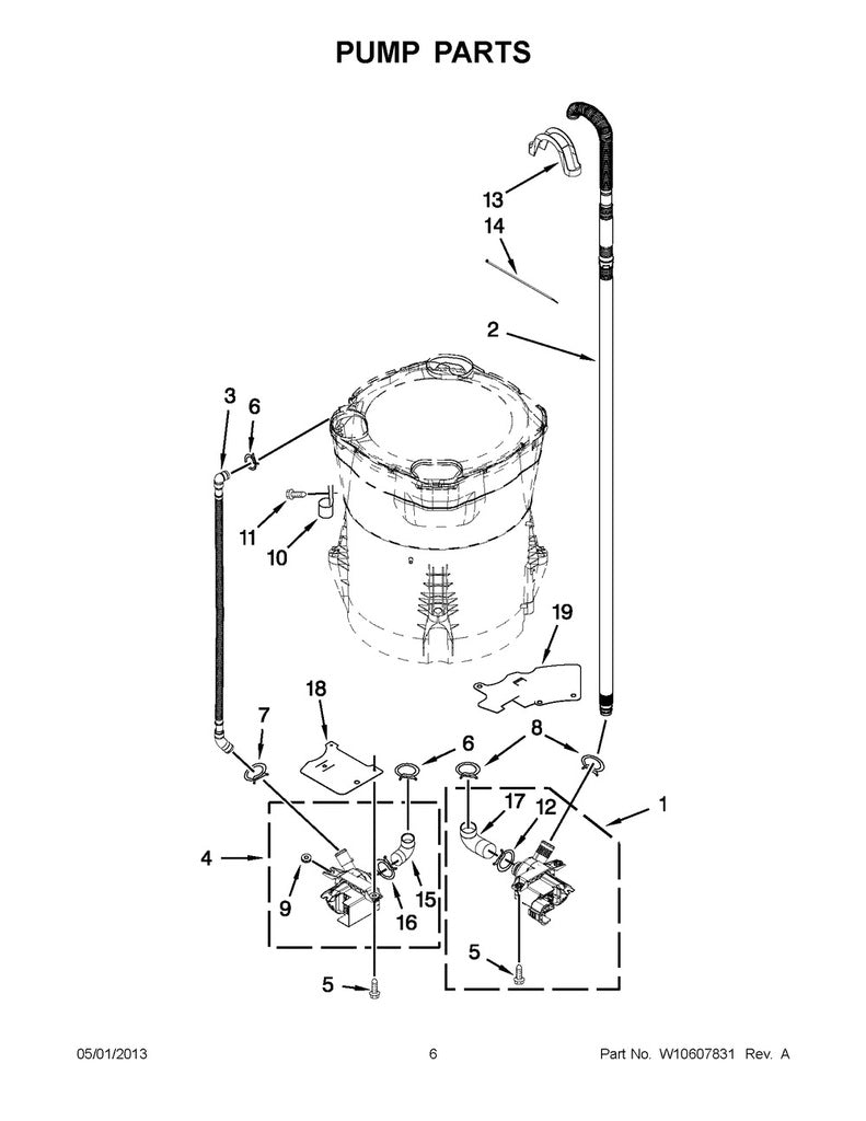 Whirlpool Washer Drain Pump Assembly - WPW10403802, Replaces: W10403802