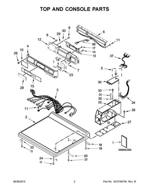 Bouton-poussoir pour lave-linge Whirlpool - WPW10424308, remplace : 2-15517