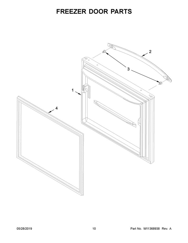 Whirlpool Refrigerator & Freezer Freezer Door Gasket (Black) - WPW10436247, Replaces: 12683802B