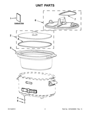 Outils de réparation pour appareils Whirlpool : cuve intérieure pour mijoteuse, 6 L - WPW10443093