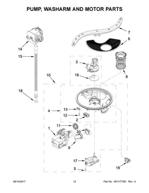 Ensemble pompe et moteur pour lave-vaisselle Whirlpool - WPW10455261, remplace : W10455261