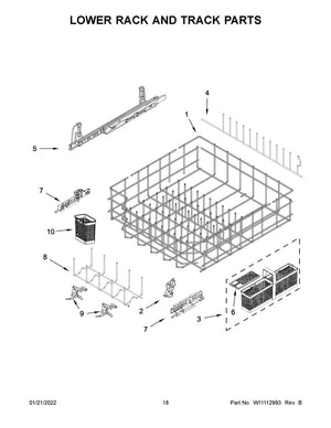 Support de chariot arrière gauche pour lave-vaisselle Whirlpool - WPW10473807, remplace : W10473807