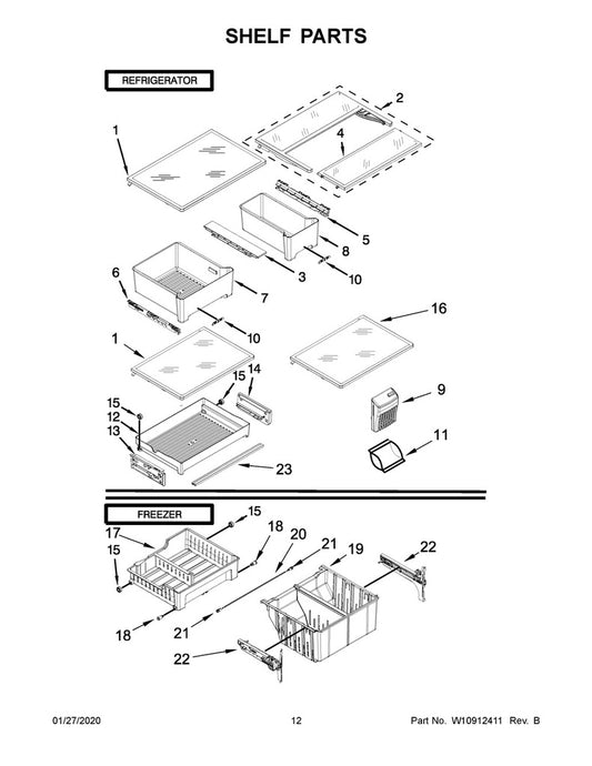 Whirlpool Refrigerator & Freezer Refrigerator Cantilever Shelf - WPW10476425