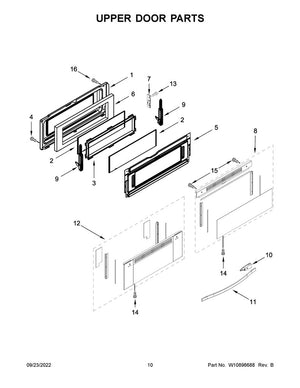 Whirlpool Range /Oven Upper Door Hinge (Left) - WPW10485733, Replaces: W10485733