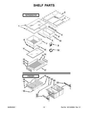 Étagère cantilever pour réfrigérateur et congélateur Whirlpool - WPW10502933, remplace : W10345378