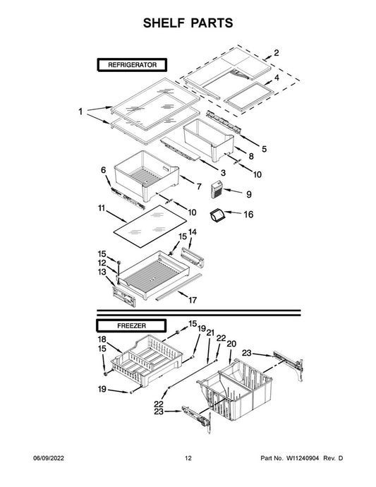 Whirlpool Refrigerator & Freezer Cantilever Shelf - WPW10502933, Replaces: W10345378
