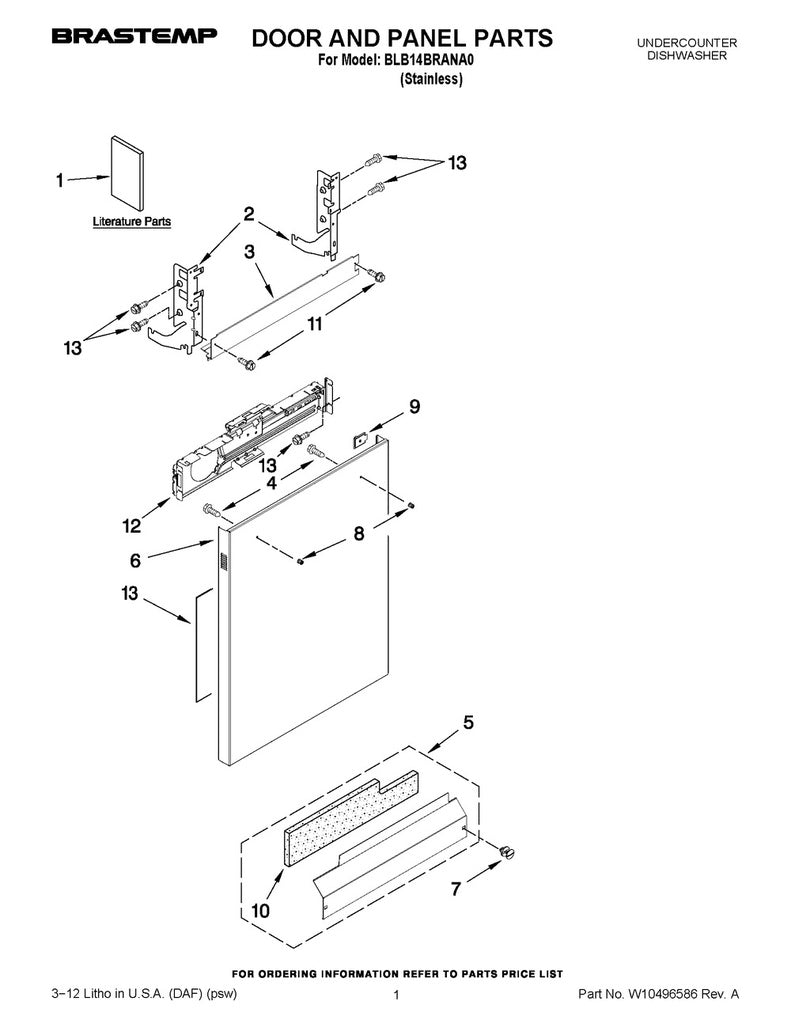 Whirlpool Dishwasher Access Panel Retainer (Black) - WPW10503548, Replaces: W10331789