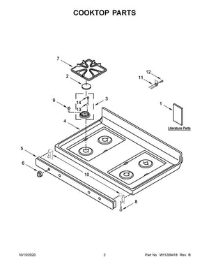 Whirlpool Range /Oven Surface Burner Base (17.5K) - WPW10515455, Replaces: W10515455