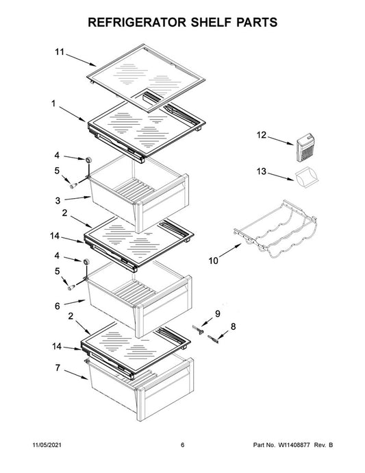 Whirlpool Refrigerator & Freezer Crisper Drawer (2nd from Bottom) - WPW10531078, Replaces: W10369483