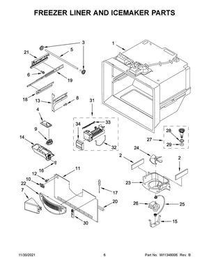 Support de tiroir gauche pour réfrigérateur et congélateur Whirlpool - WPW10544403, remplace la référence : 13042303