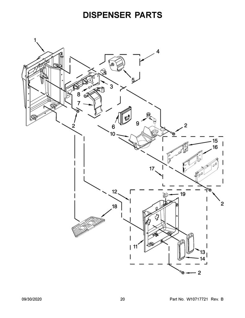Whirlpool Refrigerator & Freezer Ice Door Motor & Bracket Assembly - WPW10546285, Replaces: 2318019