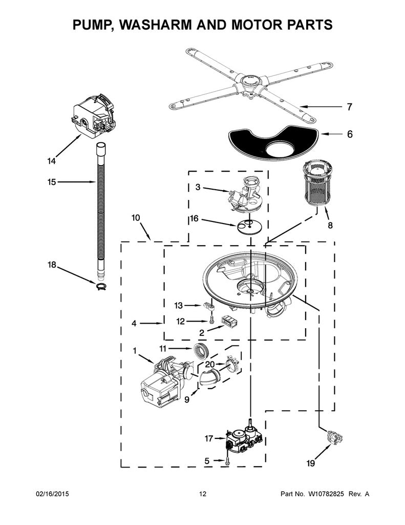 Whirlpool Dishwasher Pump and Motor Assembly - WPW10554963, Replaces: W10554963