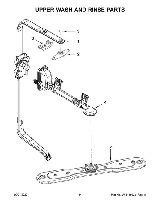 Whirlpool Dishwasher Center Wash Arm Support - WPW10571946, Replaces: W10571946