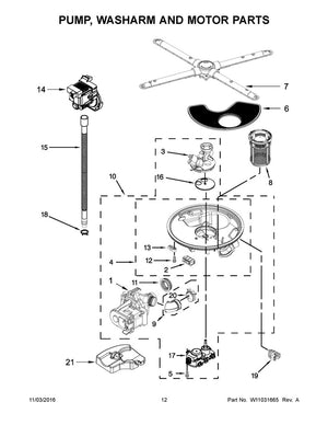 Ensemble pompe de circulation et moteur pour lave-vaisselle Whirlpool - WPW10605058, remplace : W10300748