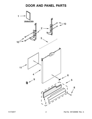 Panneau de porte avant pour lave-vaisselle Whirlpool (inox) - WPW10629473, remplace : W10629473
