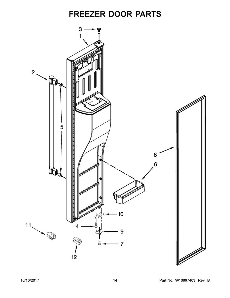 Whirlpool Refrigerator & Freezer Door Handle (Stainless) - WPW10643725, Replaces: W10643725