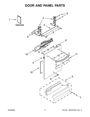 Panneau de porte extérieur pour lave-vaisselle Whirlpool (inox) - WPW10644289
