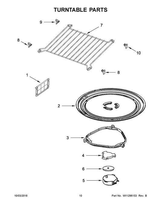 Whirlpool Microwave Turnable Ring - WPW10679311, Replaces: W10489270