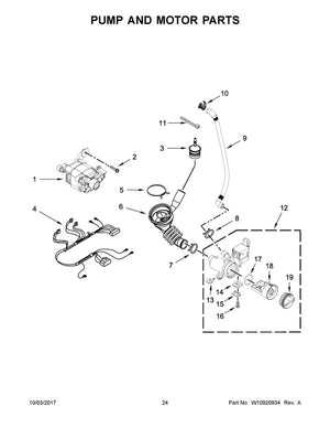 Ensemble de pompe de vidange pour lave-linge Whirlpool - WPW10730972, remplace : 8540024