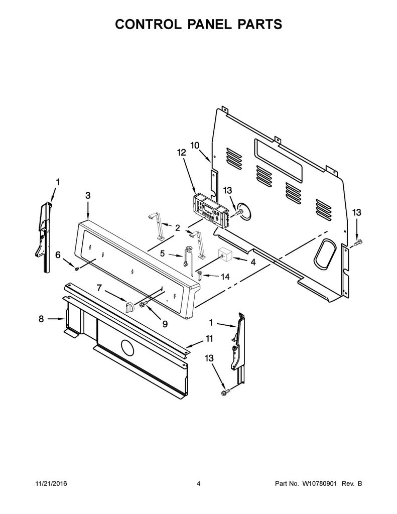 Whirlpool Range, Oven & Cooktop Control Board - WPW10734612, Replaces: W10348622