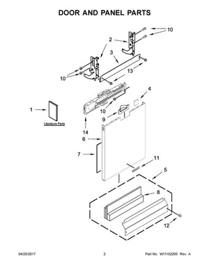 Panneau de porte extérieur pour lave-vaisselle Whirlpool (inox) - WPW10751392, remplace : W10537387