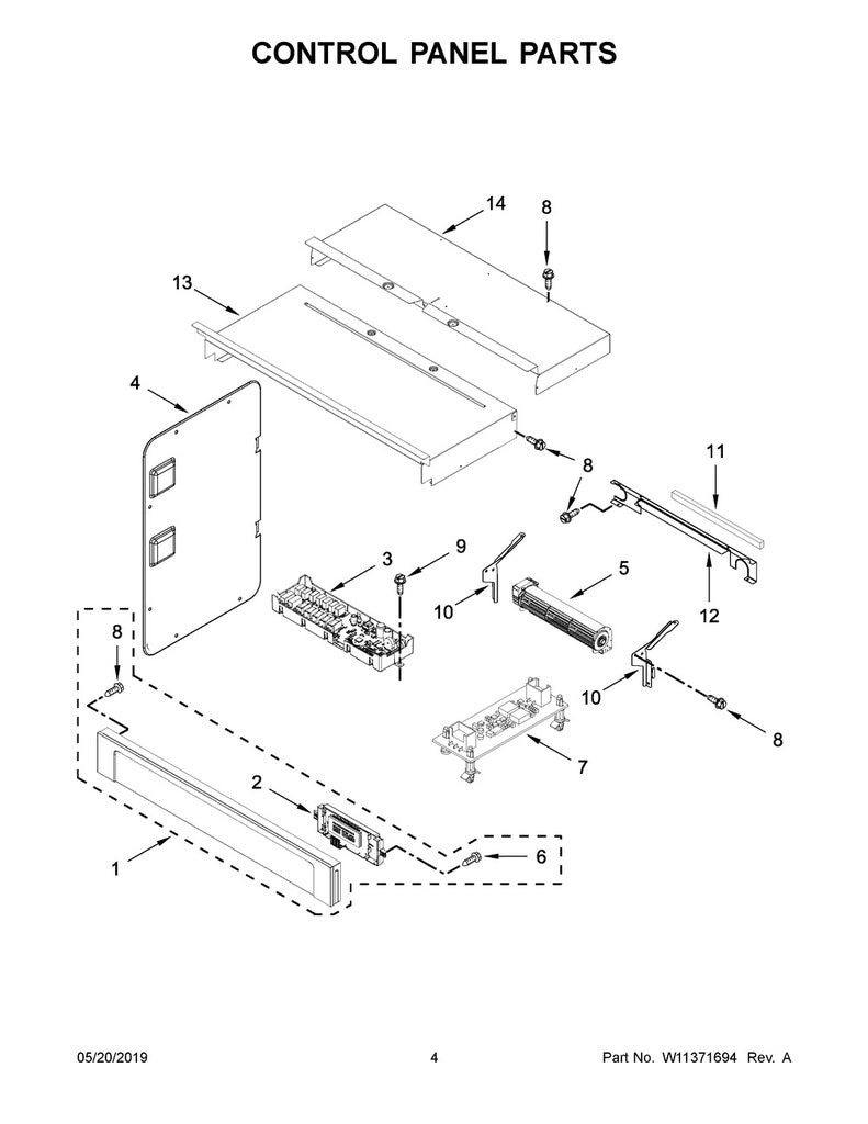 Whirlpool Range, Oven & Cooktop Display Control Board - WPW10752316, Replaces: W10752316