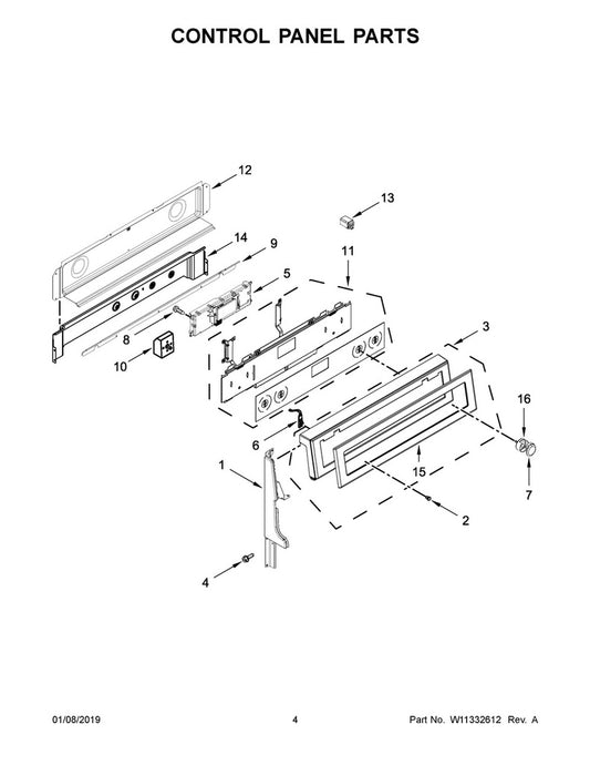Whirlpool Range, Oven & Cooktop Control Board - WPW10778305, Replaces: W10648867