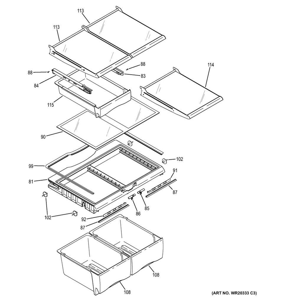 GE Refrigerator & Freezer Refrigerator Pantry Drawer Slide Rail, Right Hand - WR01A00212