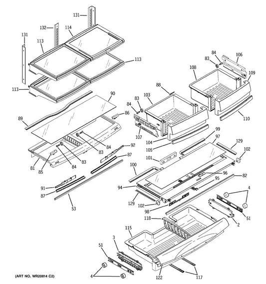 GE Refrigerator & Freezer Refrigerator Crisper Drawer Frame - WR01L00905