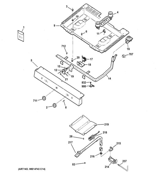 GE Range, Oven & Cooktop Range Spark Electrode Top - WS01F00829