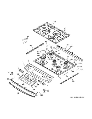GE Range /Oven Range Burner Cap Assembly, 9500 - WS01F02536
