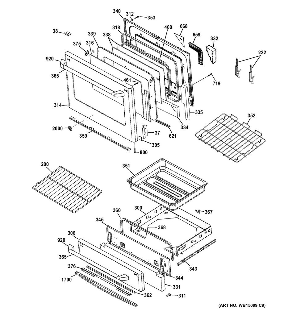 GE Range, Oven & Cooktop Range Drawer Frame and Slide Assembly - WS01L00773