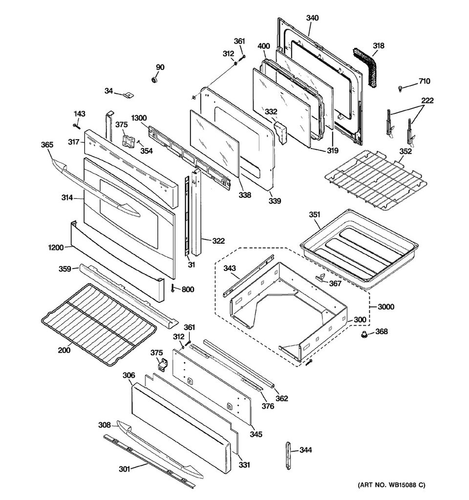 GE Range, Oven & Cooktop Range Inner Oven Door Glass - WS01L00802