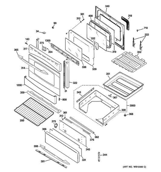 GE Range, Oven & Cooktop Range Inner Oven Door Glass - WS01L00802
