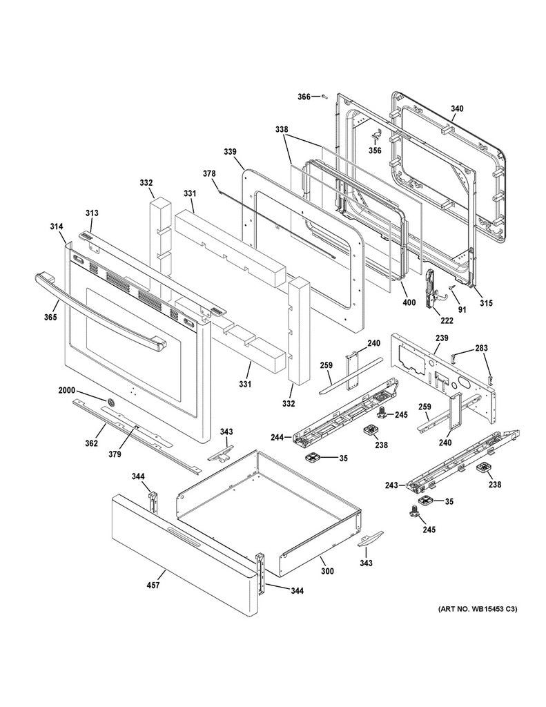 GE Range, Oven & Cooktop Range Inner Oven Door Glass - WS01L00806
