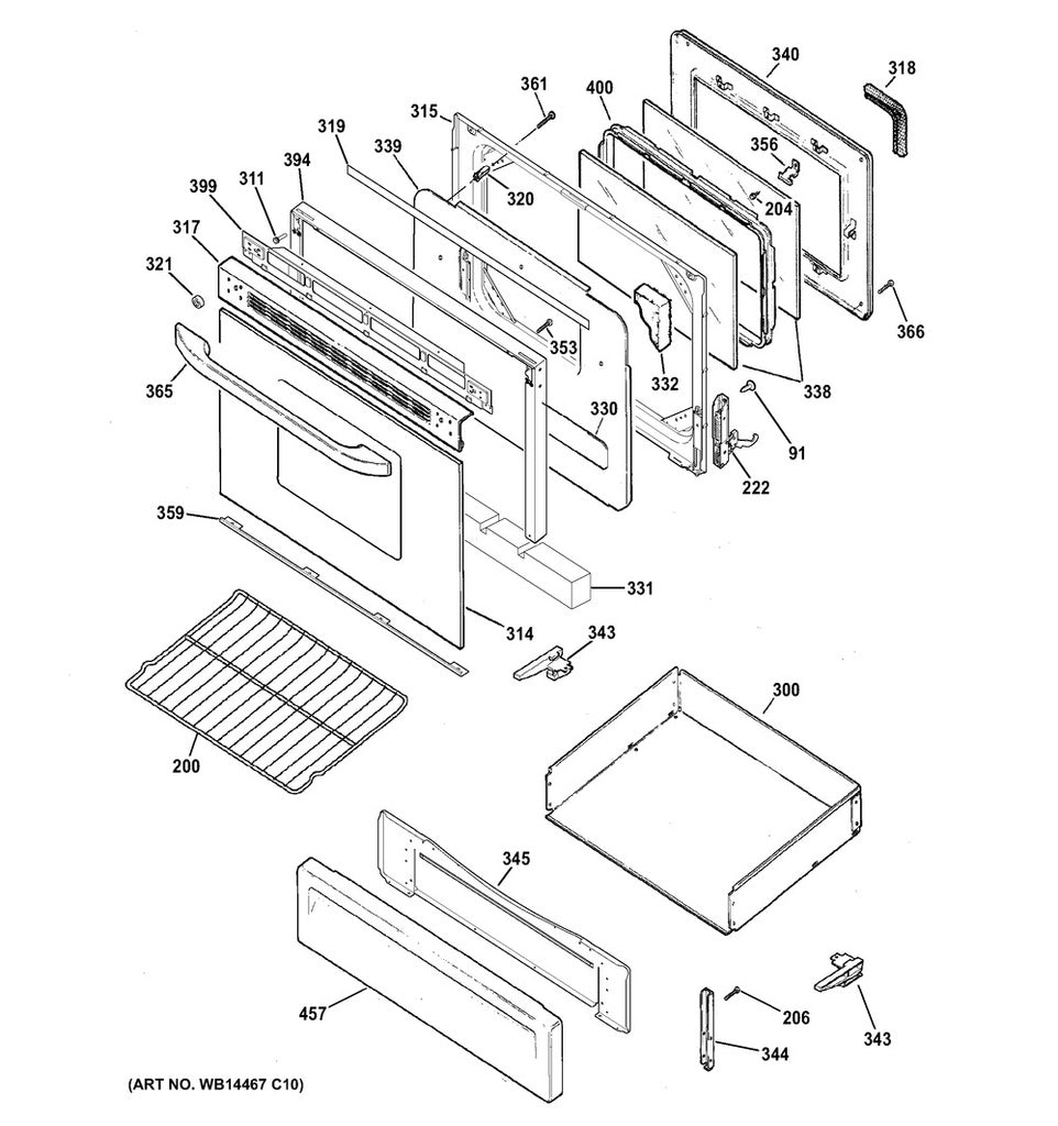 GE Range, Oven & Cooktop Range Oven Door Handle, White - WS01L03221