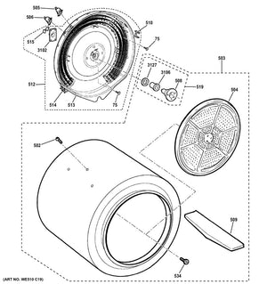 Fisher & Paykel Dryer Shaft & Bracket Assembly - WW02A00019