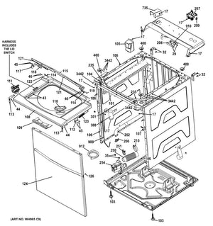 GE Dryer Top Panel Spring Clip - WW03A00013