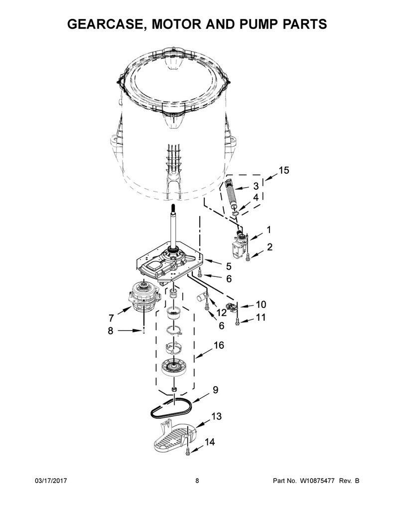 Whirlpool Washer Drain Pump Assembly - WPW10661045, Replaces: W10215134