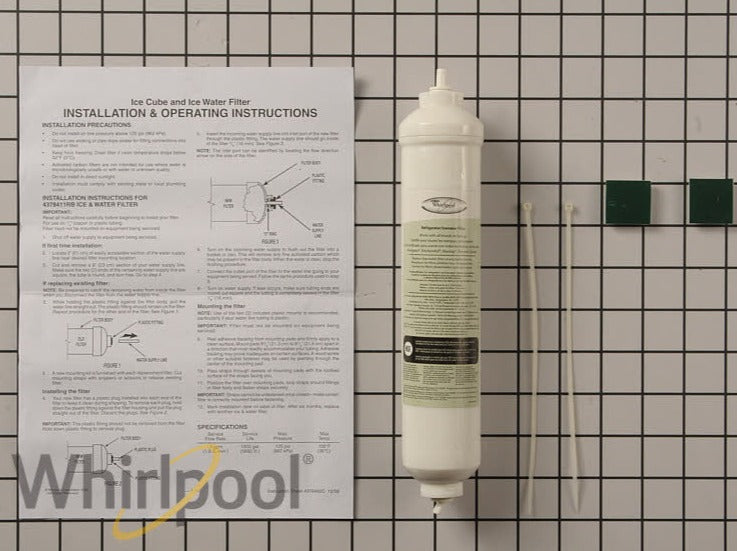Whirlpool In-Line Refrigerator Ice & Water Filter Kit, 4378411RB - 4378411RB, Replaces: 14200105 1603265 18001001 18001001A 25004006 25004018 OEM PARTS WORLD