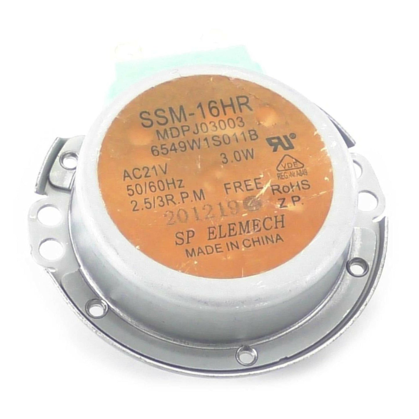 LG Microwave Turntable Motor, AC Synchronous - 6549W1S011B, Replaces: 6549W1S002B 6549W1S011A 6549W1S011C 6549W1S017A 6549W1S021B SSM-16HR OEM PARTS WORLD